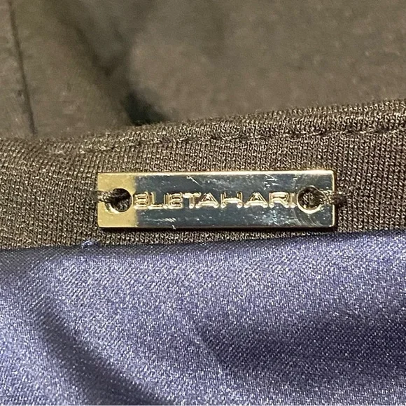 Elie Tahari Navy Black Colorblock Sheath Dress Size 4 Mod Cocktail Party - Picture 6 of 8